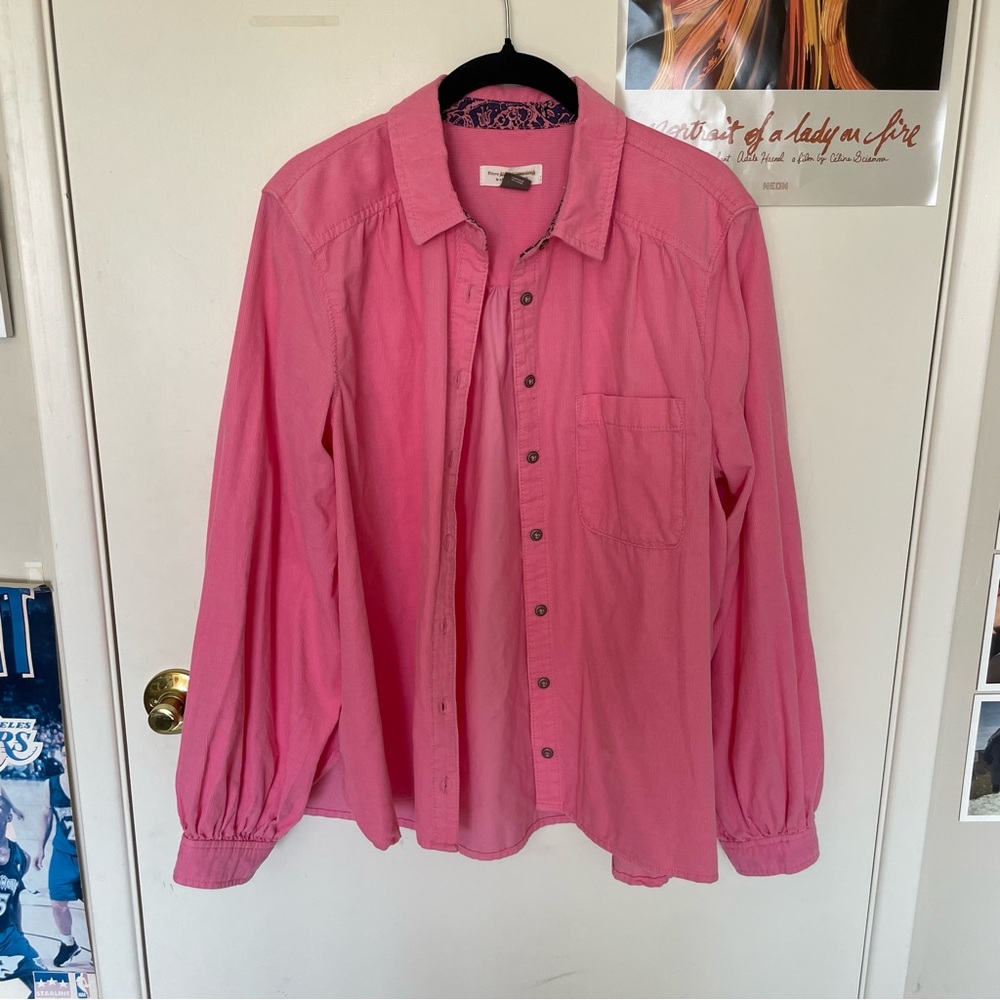 Anthropologie Vibrant Pink Button-Down Shirt
